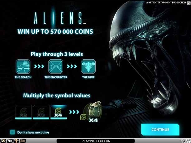 Aliens Slot Paytable