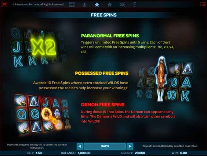 Paranormal Activity Slot Game Bonus