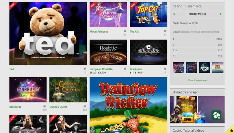 unibet casino featured slot games