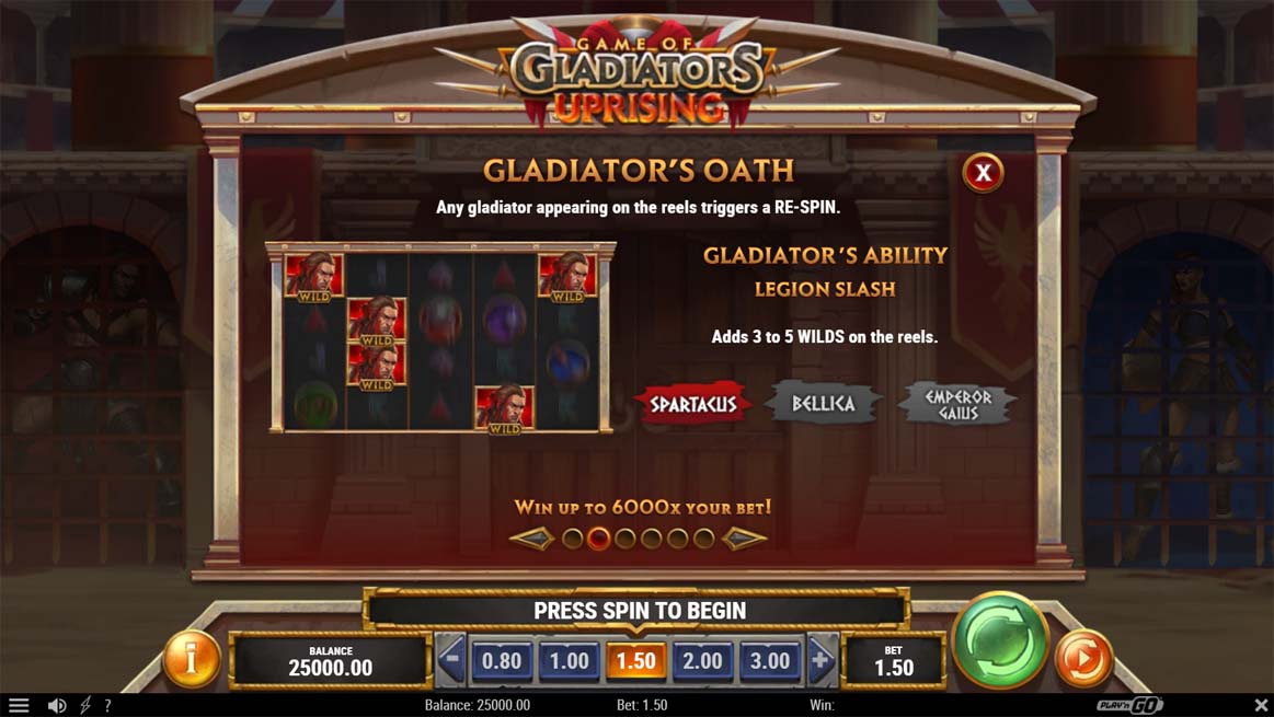 Game of Gladiators Uprising Slot Gladiators Ability