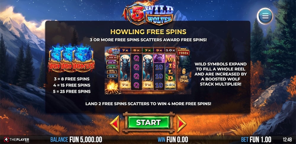 5 Wild Wolves Slot Game