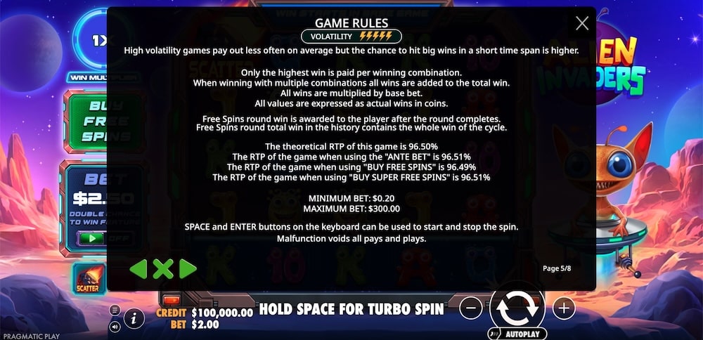 Alien Invaders Slot Game