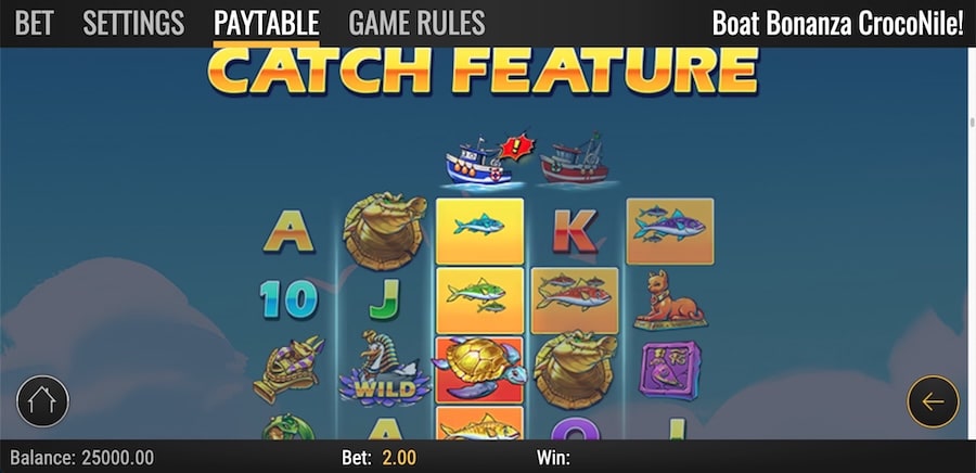 Boat Bonanza CrocoNile Catch Özelliği, tekneler sembol toplarken